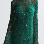 Sparkling Sequin Mesh Long-Sleeve Short Evening Dress