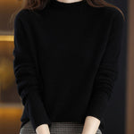 Office Long Sleeves Solid Color High-Neck Sweater Tops Pullovers