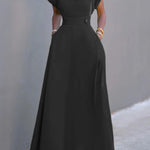 Flying Sleeves Solid Color Split-Joint V-Neck Evening Dresses Maxi Dresses