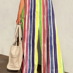 Loose Sleeveless Contrast Color Striped Jumpsuits