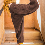 Loose wide leg trousers with leggings and sports trousers