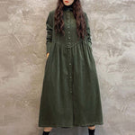 Original Solid Corduroy Lapel Dress