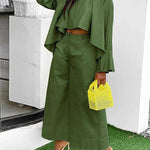 High-Low Loose Pleated Solid Color Split-Joint Round-Neck Blouses&Shirts Tops