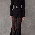 Shes Timeless Mesh High Rise Elastic Waist Fishtail Maxi Skirt