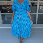 Aisha™ | Comfortable Loose Fit V-Neck Midi Dress