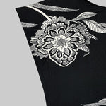 Batwing Sleeves Loose Asymmetric Floral Printed Split-Joint High Neck T-Shirts