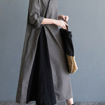 Artistic Retro Plaid Stand Collar Long Cheongsams Dress
