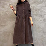 Original Solid Corduroy Lapel Dress