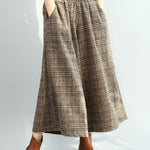 Vintage Loose Wide Leg Checkered Elastic Waist Pants