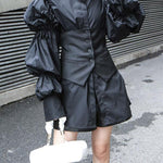Vintage Layered Puff Sleeve Long Shirt