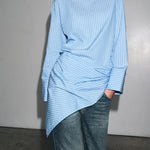 Meliora Striped Multi Position Scarf Long Sleeve H-line Shirt