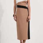 Workwear Day Colourblock Tailored Pencil Slit Stretch Midi Dress