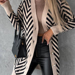 Strip Print Button Knitted Cardigan