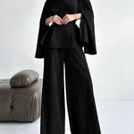 Long Sleeves Solid Color Split-Joint Tied Waist V-Neck Blouses&Shirts Tops