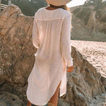 Linen Blend Pocketed Cover-up Dress