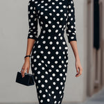 Black & White Polka Dot Midi Sheath Dress