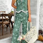 Lace cardigan vest long pants suit women's clothing