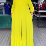 Loose Wide Leg Pockets Solid Color Round-Neck Jumpsuits