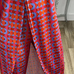 Retro Print Casual Split Top Two-Piece Set