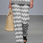 Women's Sheer Wave Pattern Knitted Sleeveless Top And Straight-leg Pants Set