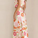 Fascinating Day Floral Halter Neck Elastic Waist Maxi Dress