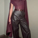 Elegant Draped Cape-Sleeve Top