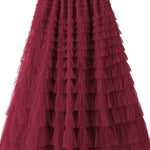 Regal Reverie Tiered Elastic Waist Tulle Maxi Skirt