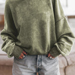 Washed Drop Shoulder Pullover Sweatshirt