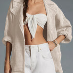 Casual top lapel long sleeve knitted jacket