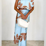 Off Shoulder Waisted Print Maxi Dress