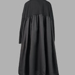Simple Loose Black Split-Joint Long Sleeves Midi Dress