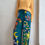 Pierson Linen Blend Unique Print Elastic Waist Pocketed Wide Leg Pants