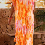 V-neck Tie-dye Printed Big Swing Dress