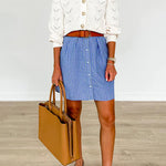Down Short Sleeves Striped Shirt Dress