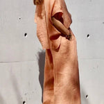 Casual Linen Orange Two-piece Suit