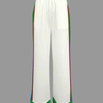 Column Contrast Color Pockets Striped Casual Pants Bottoms Trousers