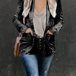 Long Sleeve Sequined Lapel Blazer