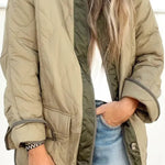 Women's Loose Cotton Jacket Color Block Pocket Casual Jacket