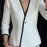 Fashion Contrast V-Neck Jacket