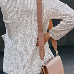 Long Sleeve Sequined Lapel Blazer