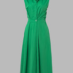 Sleeveless Solid Color Lapel Midi Dresses