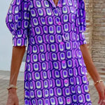 Fashion casual plaid print half-sleeved shirt dress