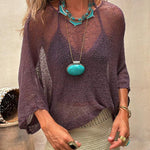 Sexy See-through Long-sleeved Beach Cover-up Top
