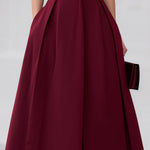 Luxe Burgundy Tailored-Collar Midi Dress
