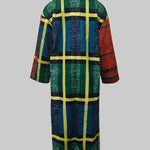 Loose Three-Quarter Sleeves Contrast Color Plaid Split-Joint Lapel Outerwear Windbreakers Woolen Coat