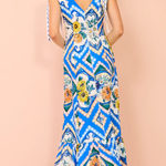 Tie Shoulder Maxi Dress In Azure Floral