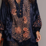 Retro Zip-up Collar Leopard Print Floral Polyester Satin Mini Dress