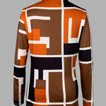 Long Sleeves Skinny Geometric Printed High Neck T-Shirts Tops