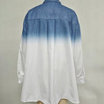 High-Low Loose Gradient Printed Split-Joint Split-Side Lapel Blouses&Shirts Tops
