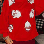 Christmas Claus Sequined Casual Loose Sweatshirt